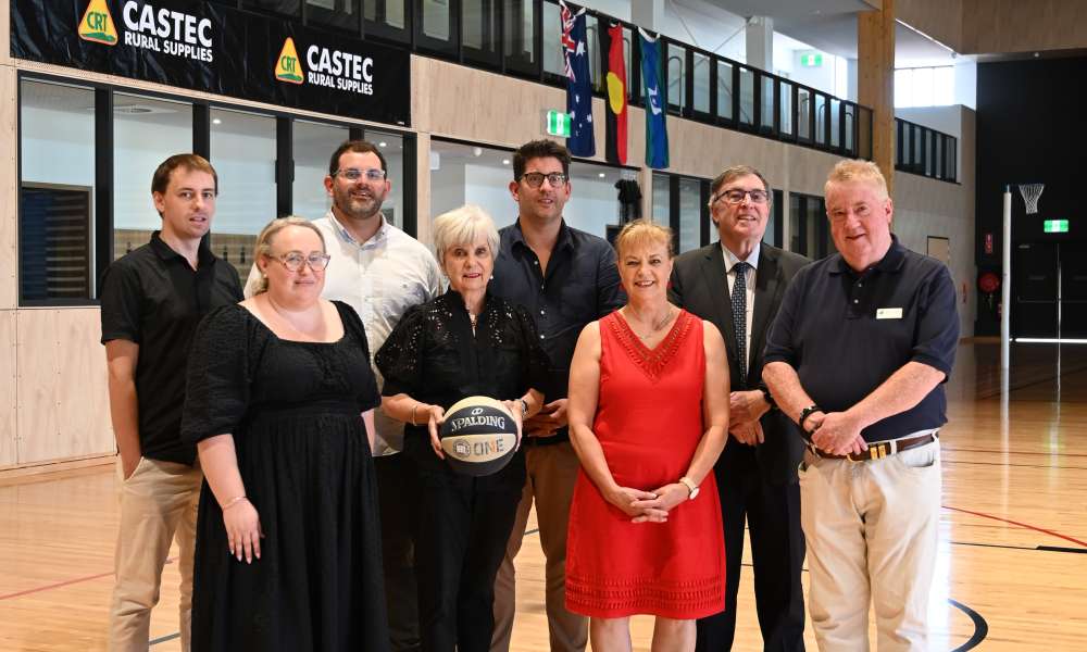 City of Mount Gambier councillor Josh Lynagh (left), John Williamson, Michael Kosch, Tom Kosch, councillor Paul Jenner, Jacinta Jones, Mayor Lynette Martin and councillor Sonya Mezinec.