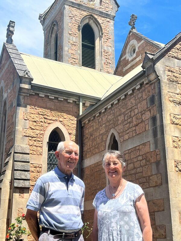 Members of the Anglican Parish of Mount Gambier Richard and Rhonda Strickland are pleased to hear the parish will receive $3,800 to assist with repairs to the bell tower, stonework and memorial porch located at 26 Bay Road through the Local Heritage Restoration Fund.