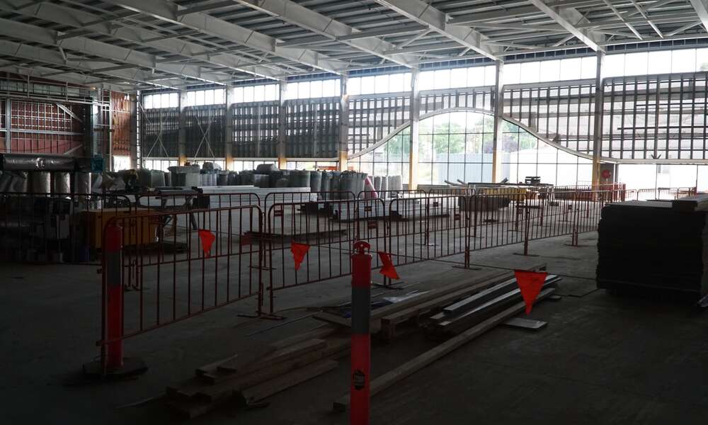 The indoor courts area in progress.