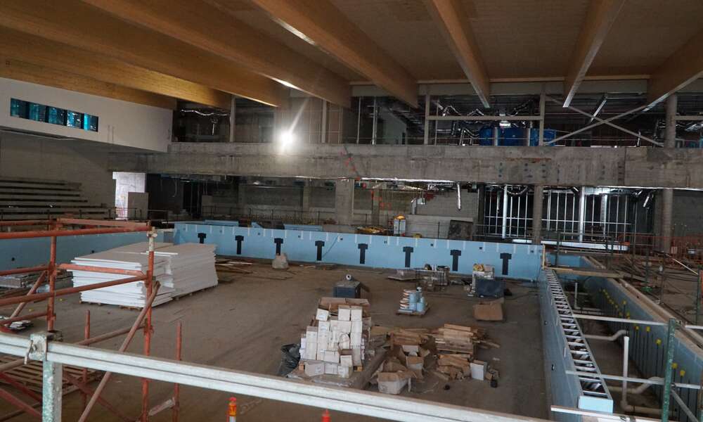 The 25 metre indoor pool is under construction.