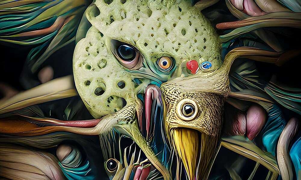 Garuda – bird god (detail) by Luke Pellen, 2021, digital print.