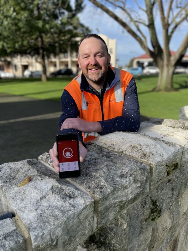 City of Mount Gambier Waste Management Coordinator Jeremy Martin with the My Local Services phone app.