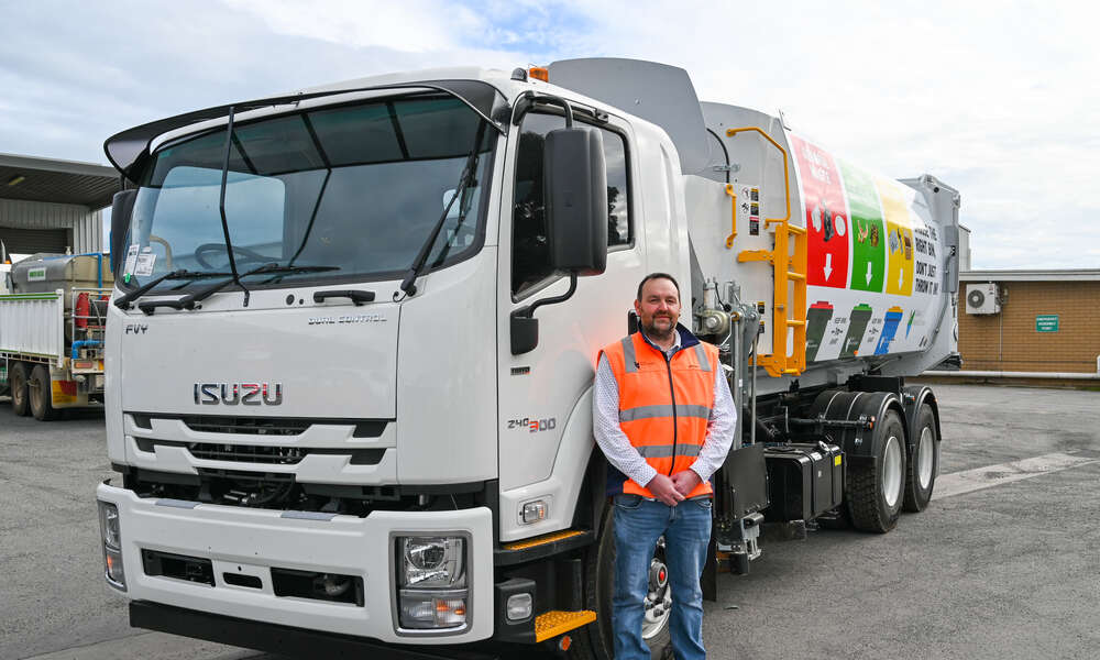 City of Mount Gambier Manager Waste, ReUse and Environment Jeremy Martin with Council’s new refuse compactor that will be in operation late next week.