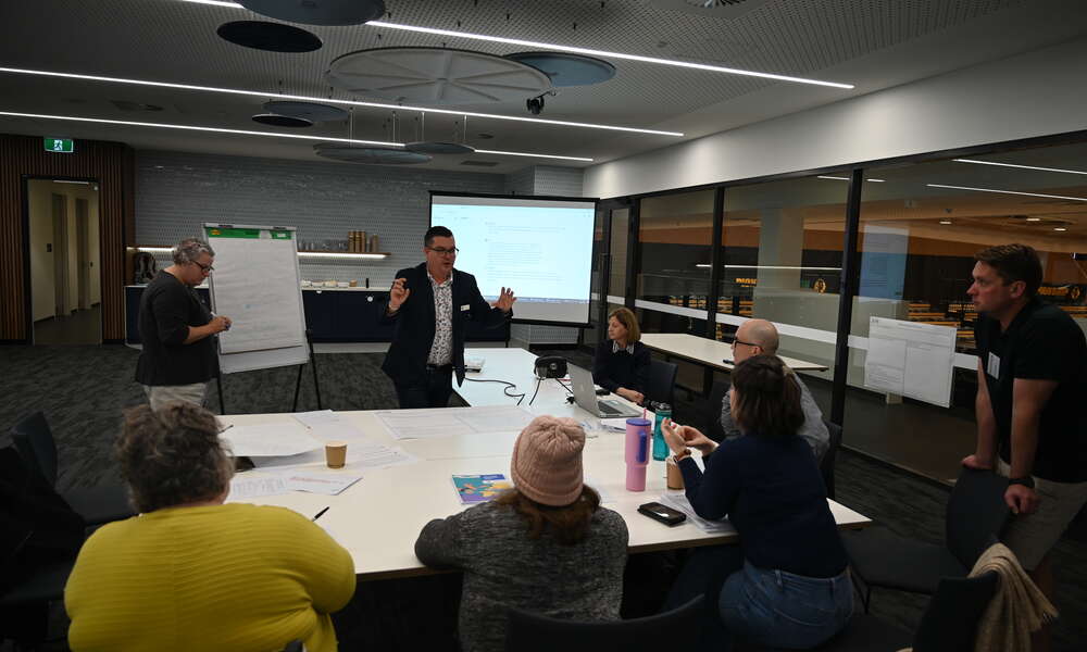 The vision group discuss their ideas with City of Mount Gambier Strategic Development and Engagement Coordinator Ben Kilsby.