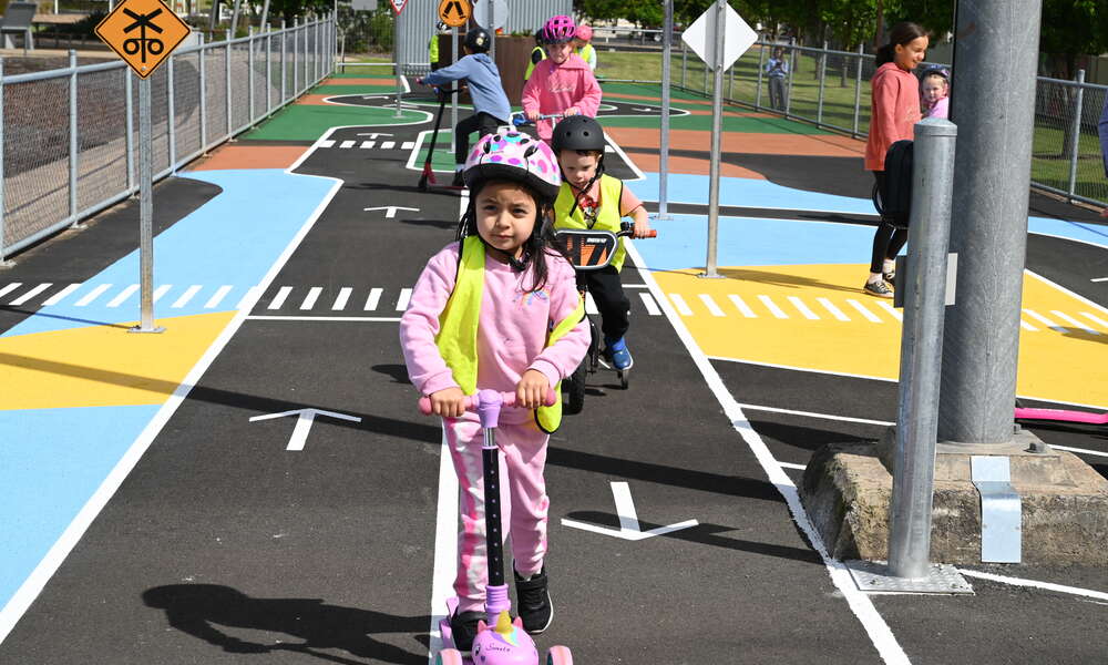 Sumarta and friends on course at the mini streetscape.