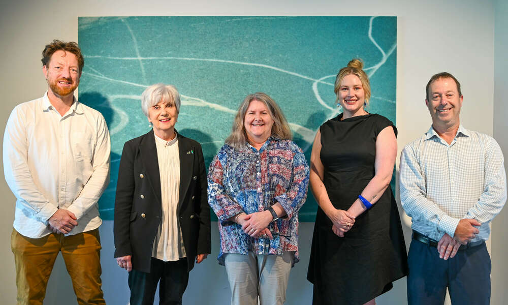 Riddoch Art & Cultural Centre Curator Chris Clements (left), City of Mount Gambier Mayor Lynette Martin, District Council of Grant Mayor Kylie Boston, Director Riddoch Arts & Cultural Centre and District Council of Grant Acting Chief Executive Officer Gary Button.