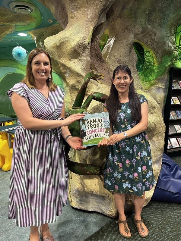 Local illustrator Bianca Richardson (left) and author Kristin Martin celebrating the launch of their first book, 'Banjo Frog's Concert Spectacular' last year.
