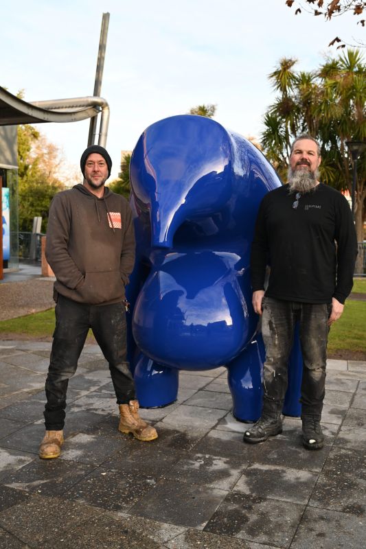 Manufacturer Sculpture Co's Jason Waterhouse and Mike Gollem with Cast in Blue.
