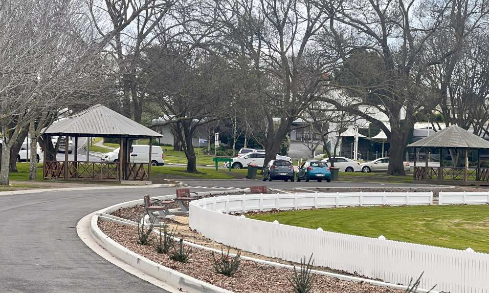 The picket fence at Frew Park was refurbished, complemented by new plantings and seating.