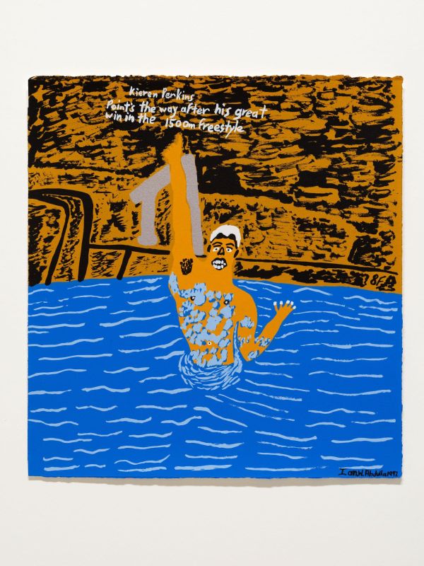 Ian W Abdulla, Way to go, 1997, synthetic polymer paint on paper. Collection of Flinders University Museum of Art 3351 © the estate of the artist.