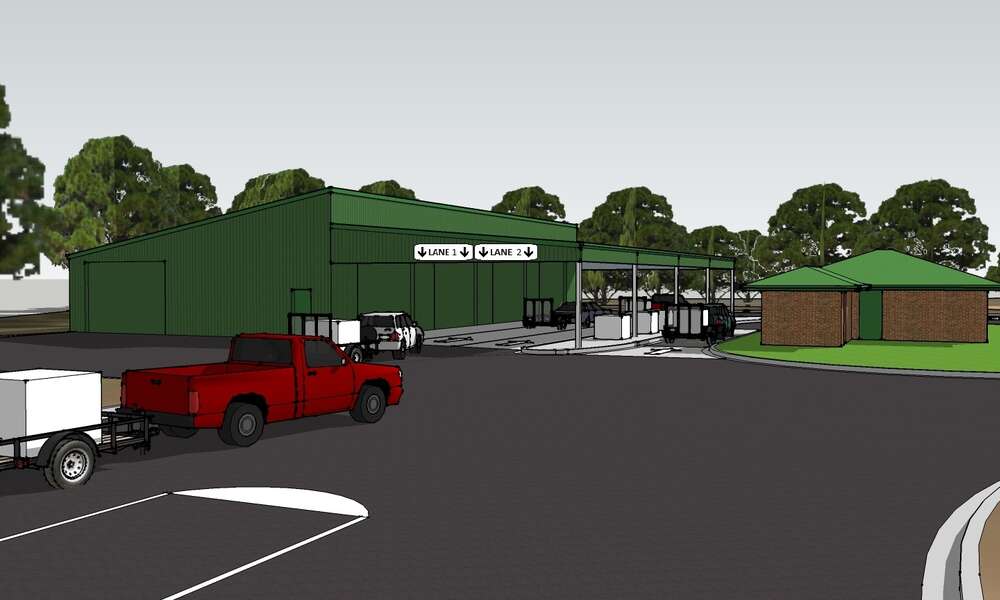 An artist’s interpretation of the offloading and storage shed following completion.
