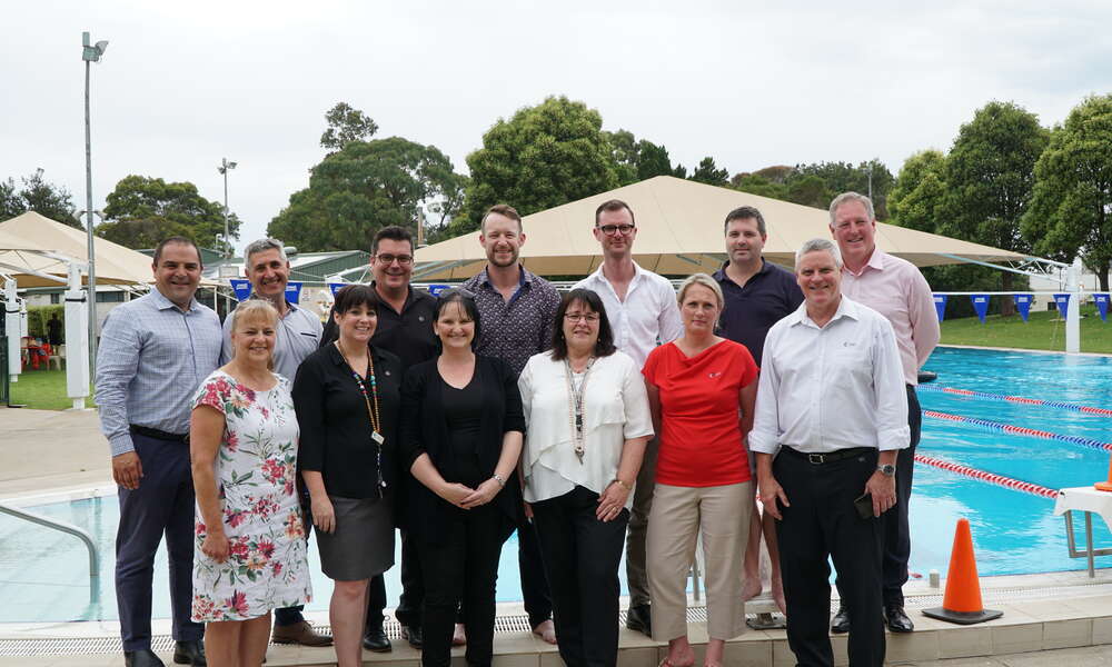 Member for Barker Tony Pasin, Deputy Mayor Sonya Mezinec, Cr Frank Morello, Community Development and Stakeholder Engagement Officers Heidi Gajic and Ben Kilsby, Strategic Projects Officer Danielle Leckie, Cr Ben Hood, General Manager City Growth Judy Nagy, Cr Max Bruins, General Manager Community Wellbeing Barbara Cernovskis, Cr Steven Perryman, CEO Mark McShane and Member for Mount Gambier Troy Bell.