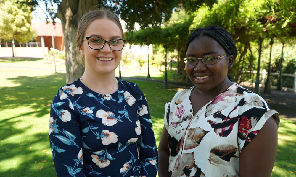 Previous Mount Gambier and District Tertiary Health Education Grants recipients Alice Telford and Vimbiso Chiodze.