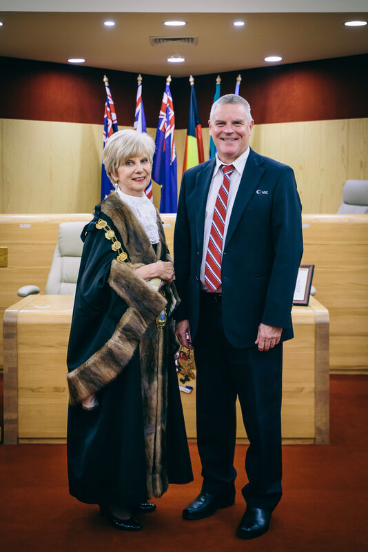City of Mount Gambier Mayor Lynette Martin and outgoing CEO Mark McShane. Photo: Kinship Productions
