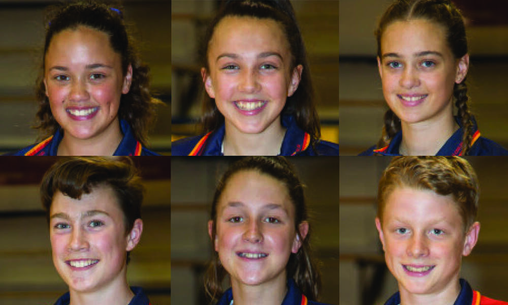 Claire Hunter, Emily Close, Keryl Ousey (top row) and Jaidyn Lawrence, Mikaela Horrigan and Oliver Thompson (bottom row) received $300 from the Junior Sports Assistance Fund to travel to Townsville for the Australian National Junior Basketball Championships.