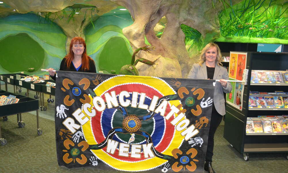 Library Manager Georgina Davison and Library Children's Services Coordinator Kelly Lynch will host a celebration of the dual naming of the Mount Gambier Library Children’s Cave during National Reconciliation Week.